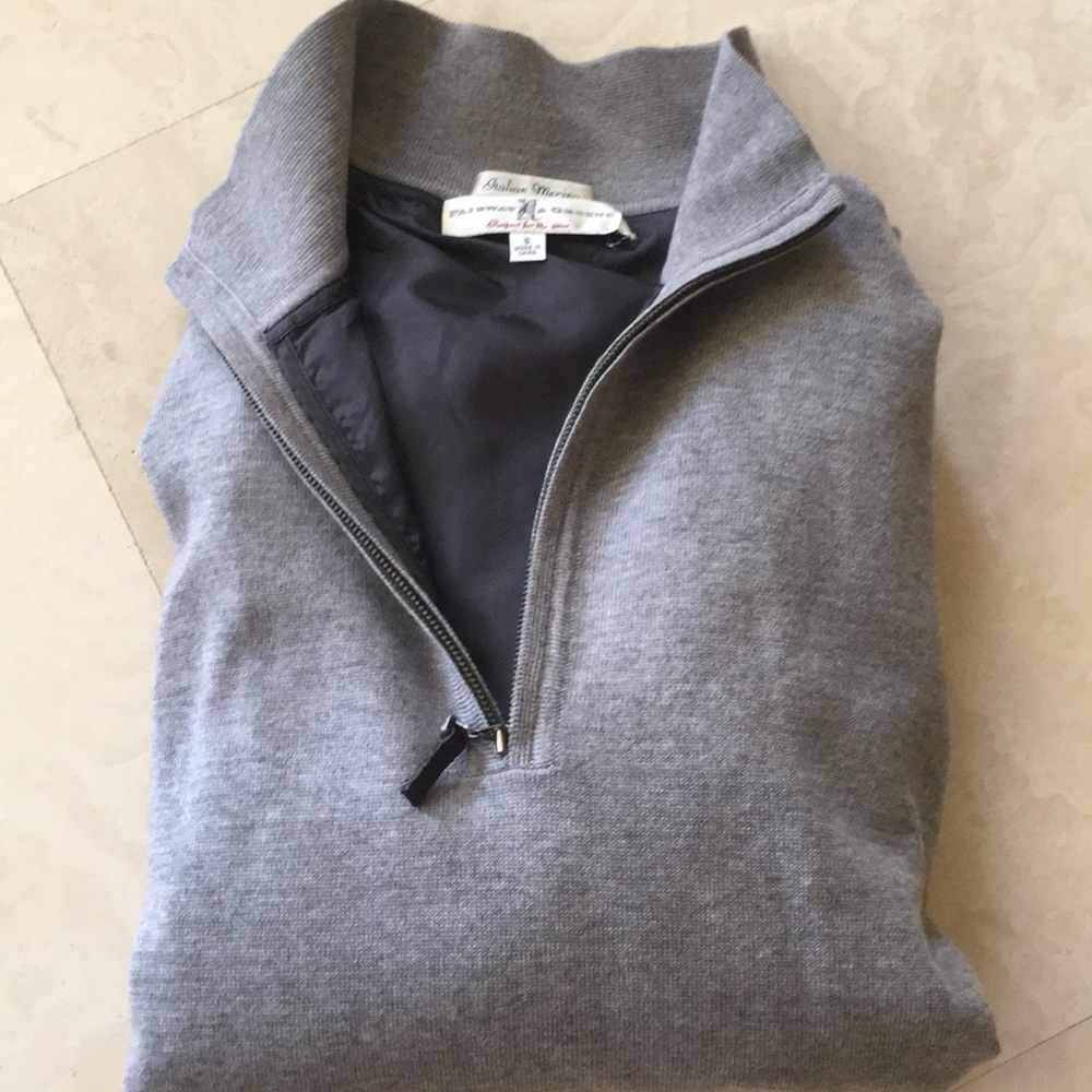 Mans grey 8”zip front sweater